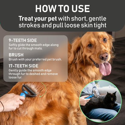 Maxpower Planet Original Pet Grooming Rake - Double-Sided Deshedding Dematting Tool, Undercoat Rake