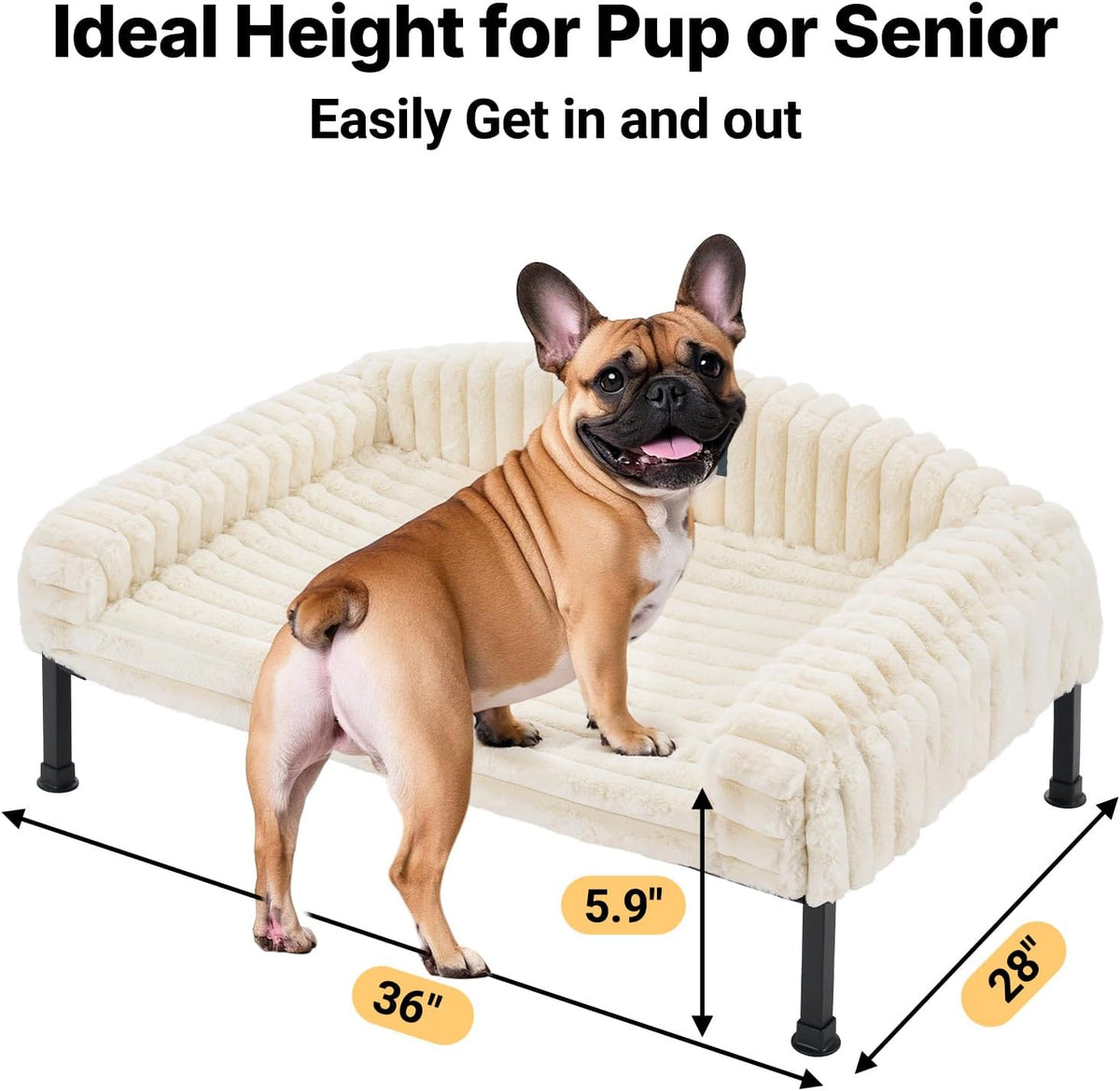 Veehoo Elevated Dog Bed with Bolster Cushion, Fluffy Plush Dog Couch Beds for Small Dogs, Cats