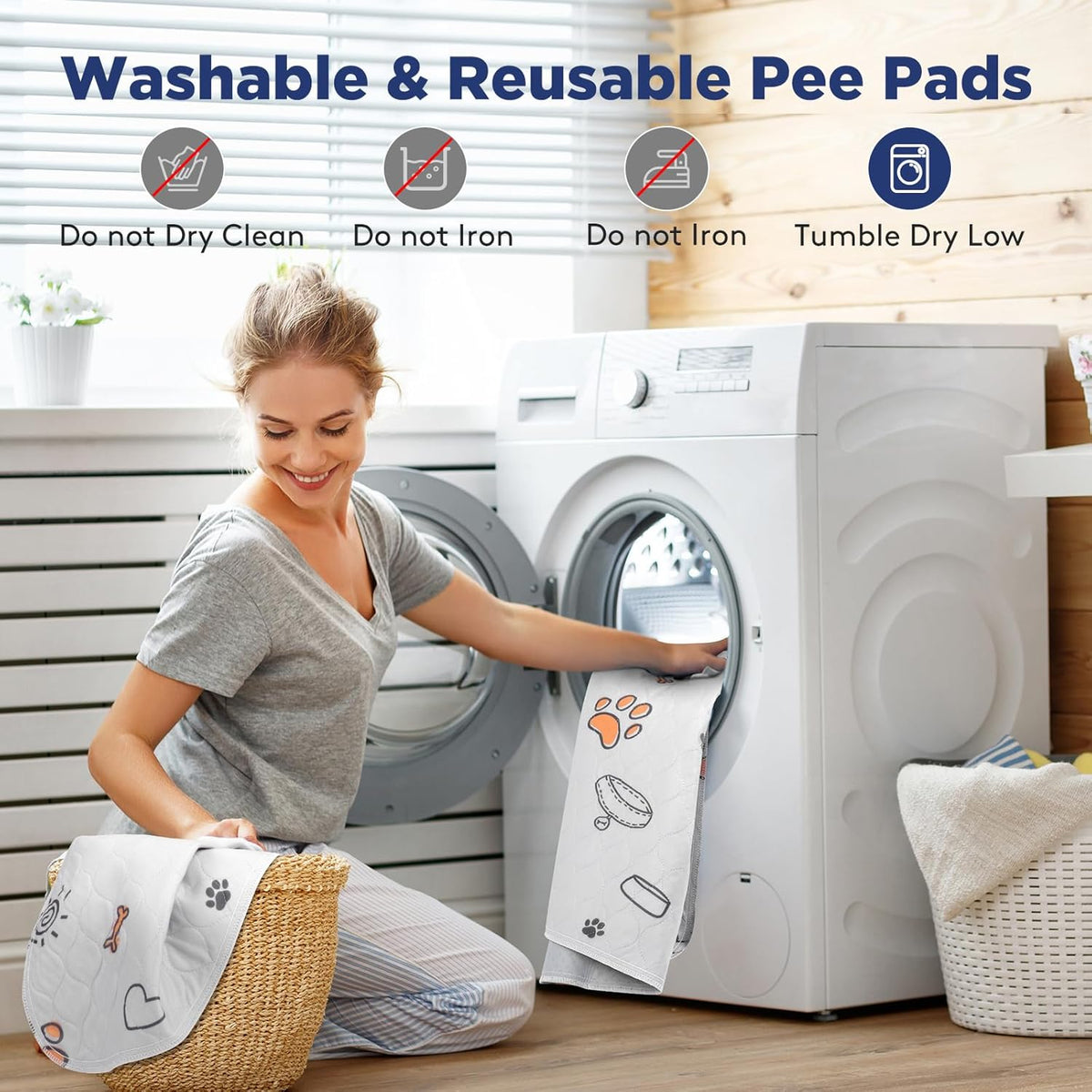 Washable Pee Pads for Dogs, 2 Pack Large 48"x48" Super Absorbent Reusable Pads for Dog Training