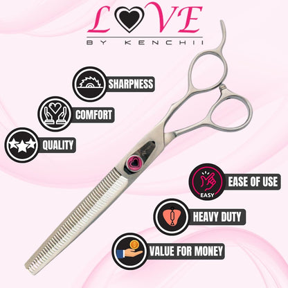 Kenchii Love Dog Grooming Scissors, 46 Tooth Thinning Shears, Dog Scissors for Grooming