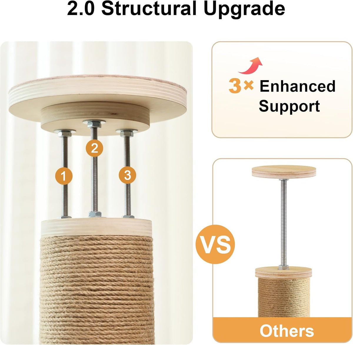 FUKUMARU Floor to Ceiling Cat Tree, 6 Level Adjustable Height (6-10 ft) Climbing Tower with