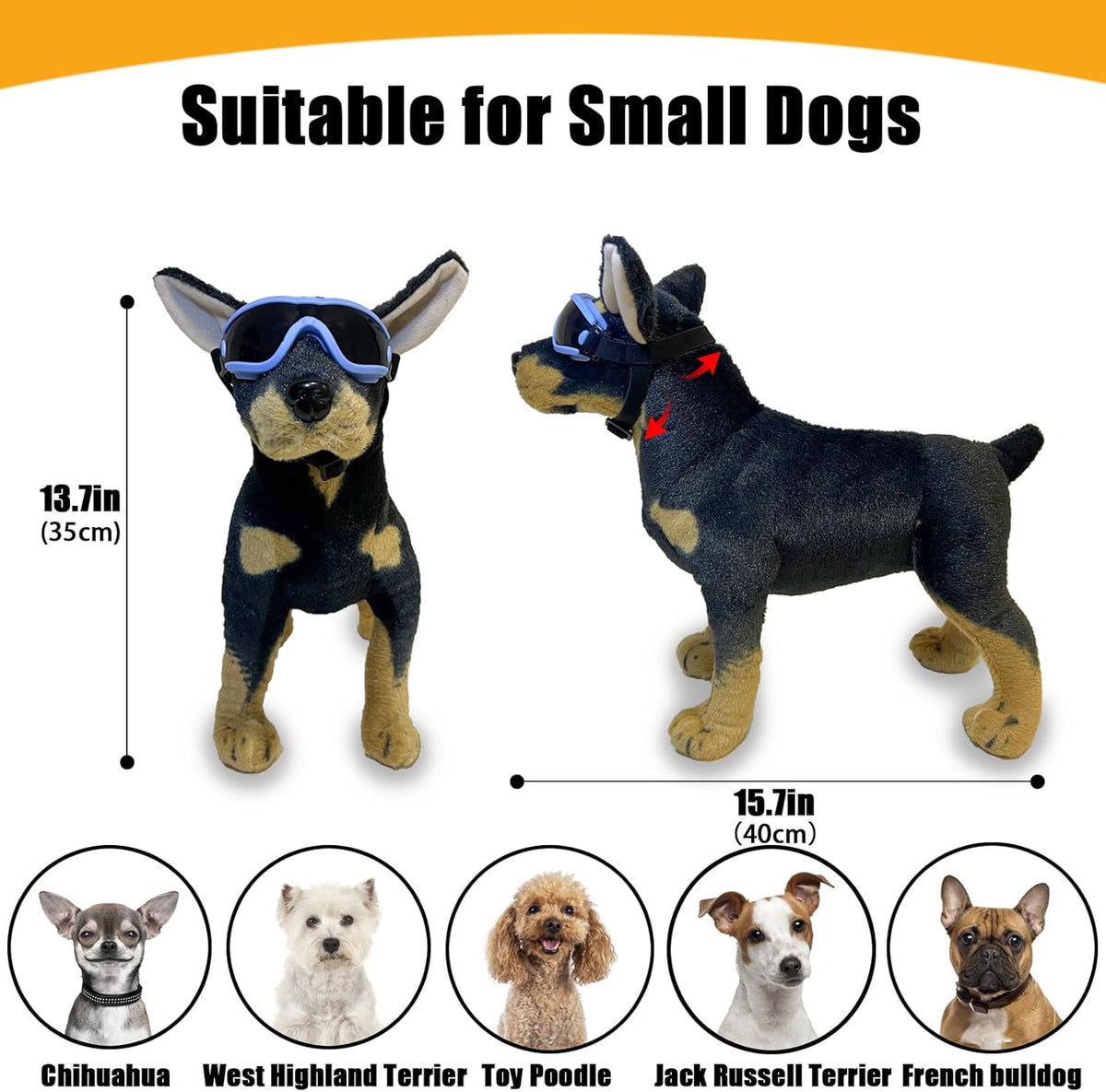 Dog Goggles Small Breed Dog Sunglasses with Adjustable for UV Protection Eyewear Doggy Doggie Puppy