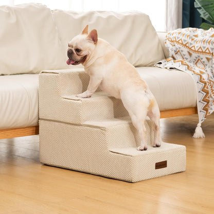 Dog Stairs for Bed 18.5" H, 4-Step Dog Steps for Small Dogs and Cats, Indoor Non-Slip Balanced Pet