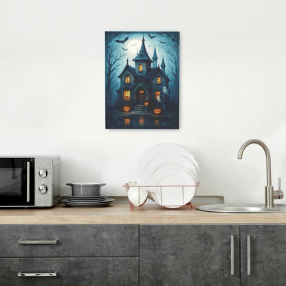 Halloween Gothic Wall Art Castle Pumpkin Ghost Bat Canvas Wall Decor Dark Academia Pictures