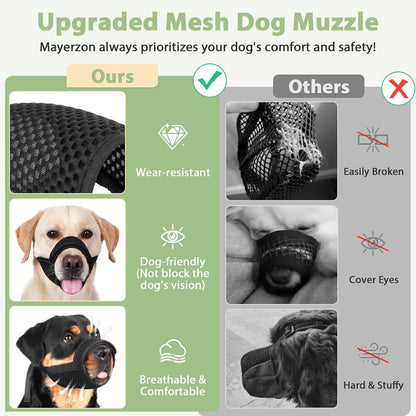Mayerzon Dog Muzzle with Hook and Loop for Large Medium Small Dogs, Patented Soft Mesh Beagle
