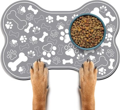 Dog & Cat Food Mat Bone Shaped Pet Feeding Mat Quick Absorb Water Bowl Placemat with Rubber Backing