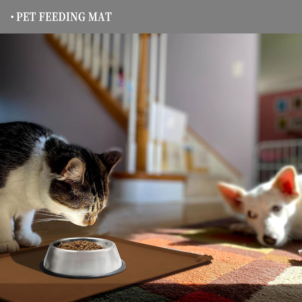 Waterproof Pet Feeding Mat with High Raised Edges, Heavier and Thicker Placemats for Cat Dog Water