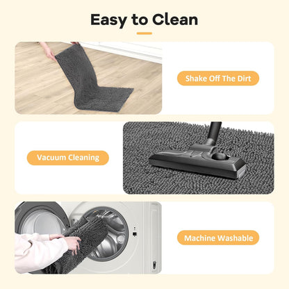 Absorbent Dog Door Mat for Muddy Paws, 60" x 24" Chenille Indoor Mats for Entryway, Trap Dirt Front
