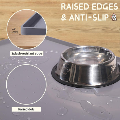 MateeyLife Silicone Cat & Dog Food Mat for Floors Waterproof, Anti-Slip Dog Bowl Mats for Food and