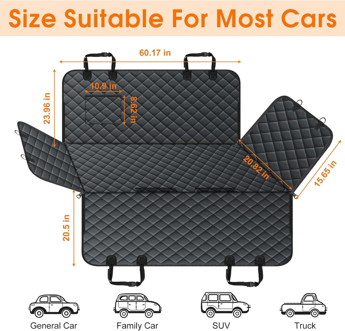 Waterproof Dog Car Seat Cover for Back Seat - Durable, Scratch Proof Pet Hammock with Nonslip