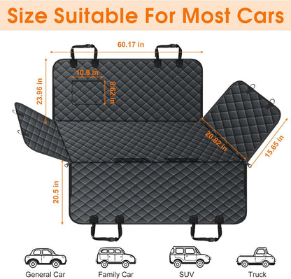 Waterproof Dog Car Seat Cover for Back Seat - Durable, Scratch Proof Pet Hammock with Nonslip