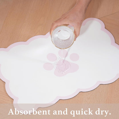 Ralxion Scalloped Dog Feeding Mat, Absorbent Mats for Dog Food and Water Bowl, Dispenser, Cute