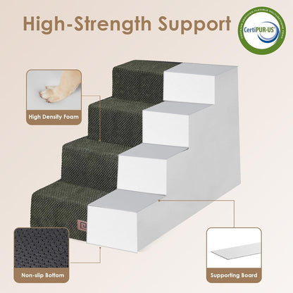 EHEYCIGA Dog Stairs for Bed 20" H, 4-Step Extra Wide Dog Steps for High Bed, Pet Steps for Small