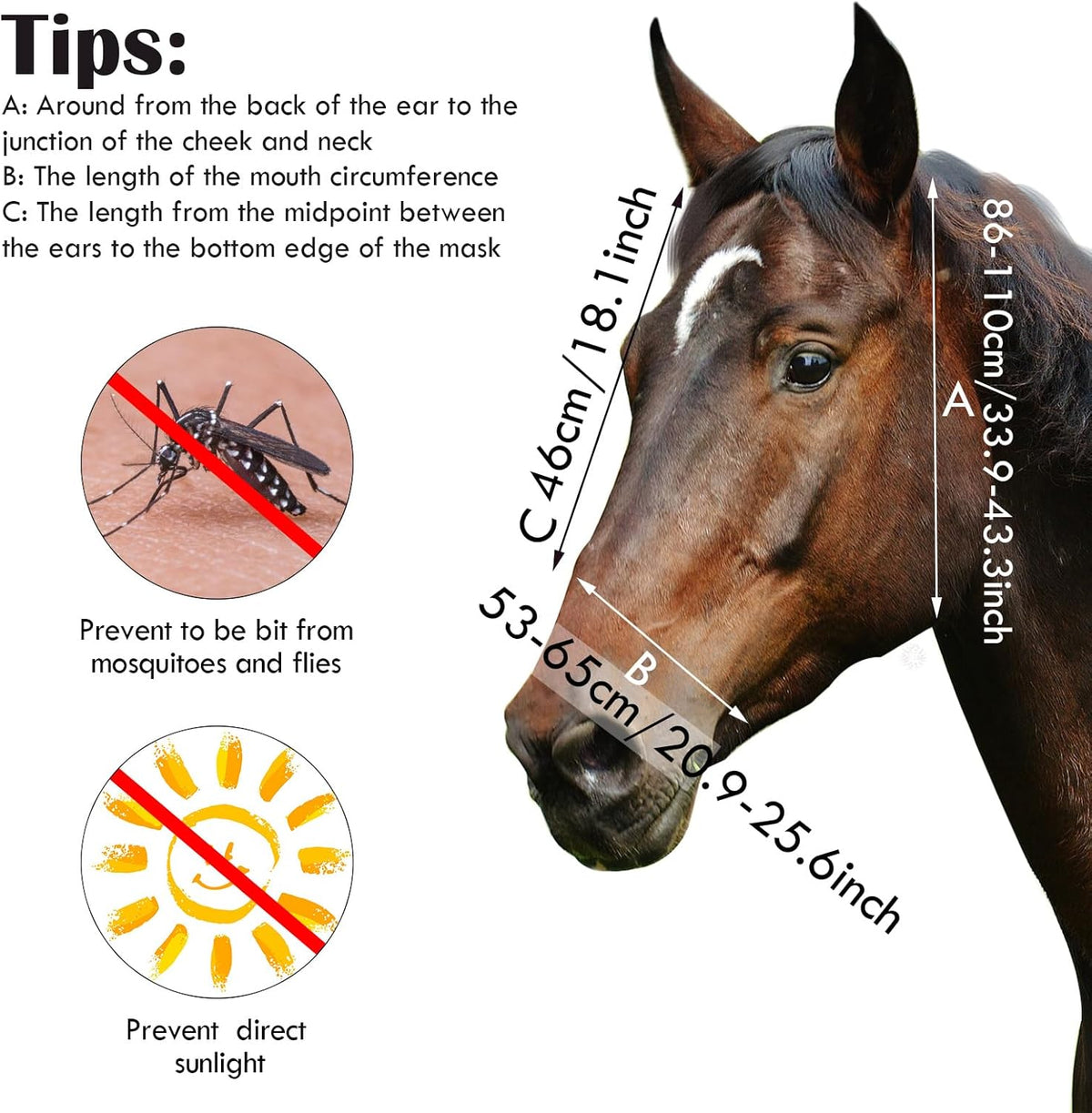 Frienda 4 Pieces Horse Fly Masks with Ears Face Covering UV Protection from Insect Pests Elasticity
