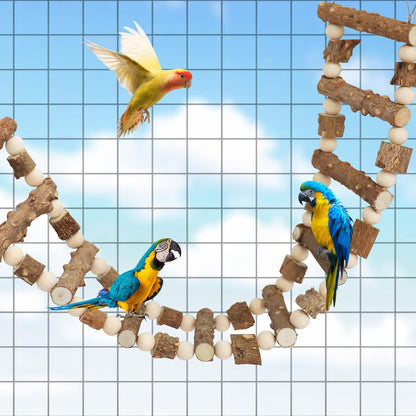 Bird Parrot Ladder Bridge Toy, Bird Swing Toy, Natural Pepper Wood Hanging Pet Chewing Toy, Rat