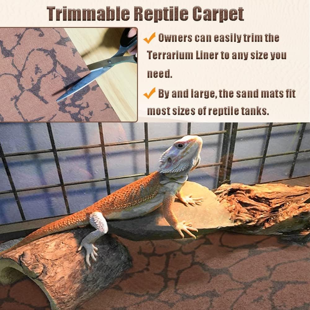 Tfwadmx Reptile Carpet Sand Mat for Bearded Dragon Terrarium Substrate Liner Brown Leopard Gecko