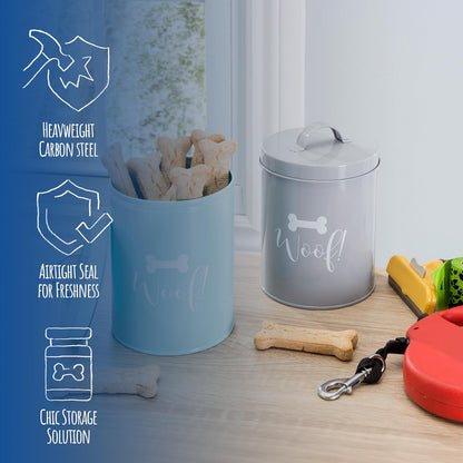 Park Life Designs - Metal Pet Treat Jar with Airtight Lid for Dogs, Cats, Puppies and More, Chic