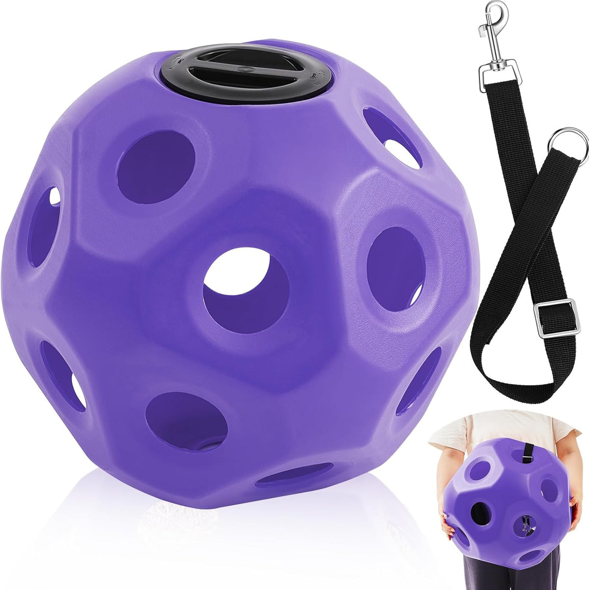 15.75" Hay Ball for Horse with Hanging Strap Slow Feed Horse Treat Ball Extra Large Hanging for