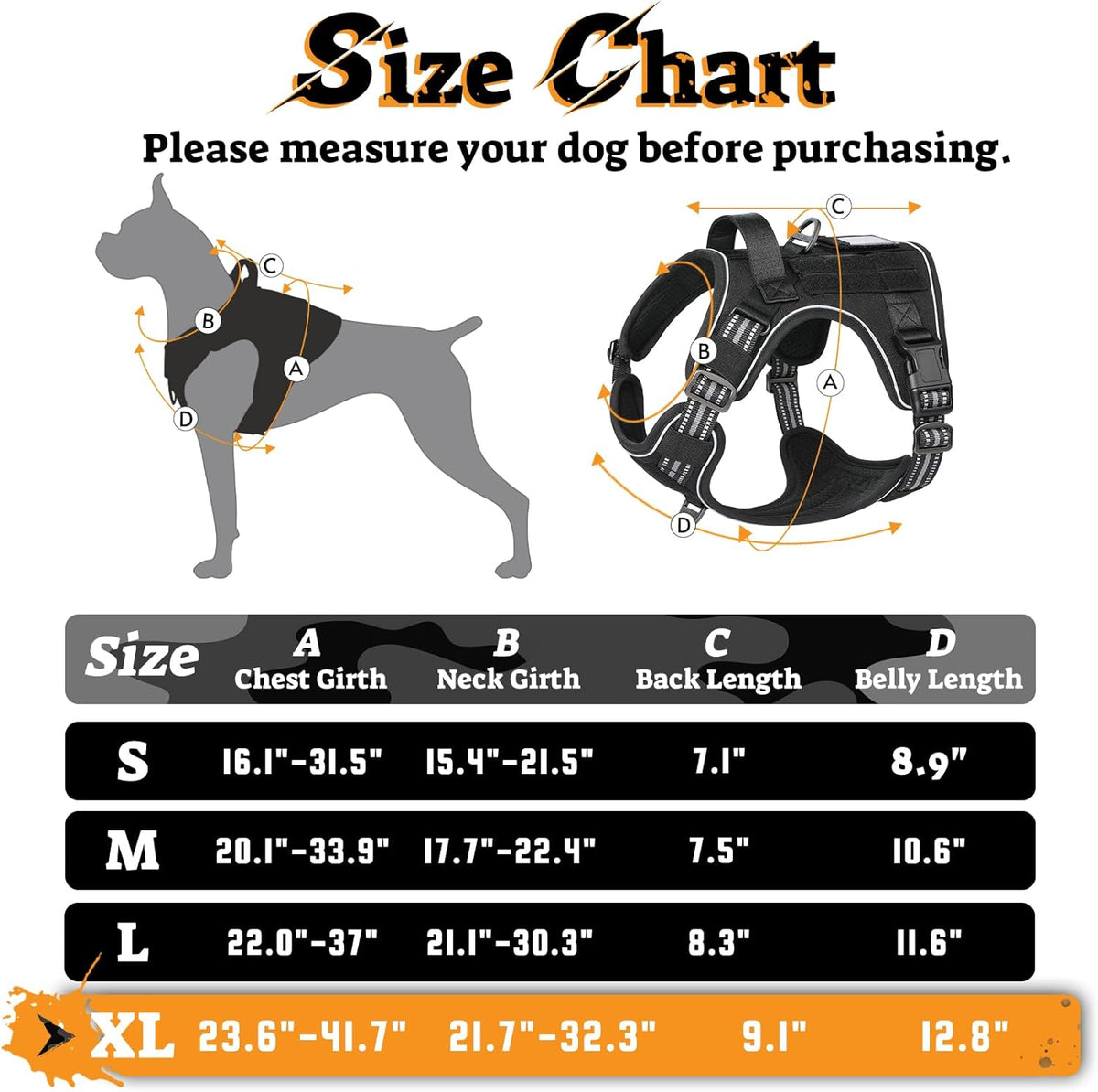 rabbitgoo Dog Harness for Large Dogs No Pull, Tactical Service Pet Vest with Molle and Control