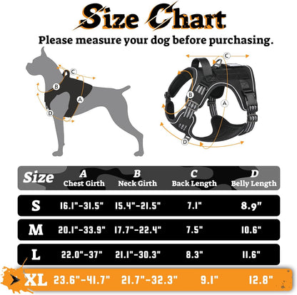 rabbitgoo Dog Harness for Large Dogs No Pull, Tactical Service Pet Vest with Molle and Control