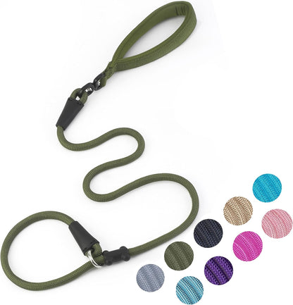 Slip Lead Dog Leash，Strong Nylon Rope Leash and Padded Handle,No Pull Outdoor Walking Training Lead