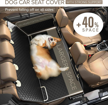 SHARLOVY Back Seat Extender for Dogs, Heavy Duty Dog Car Seat Cover for Back Seat and Aggressive