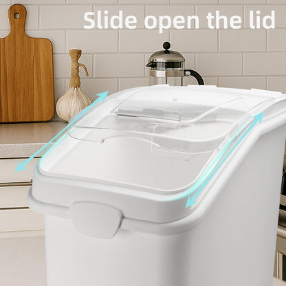 Ingredient Storage Bin,21 Gallon Dispenser Bin with Scoop for Dry Food, Sugar, Baking