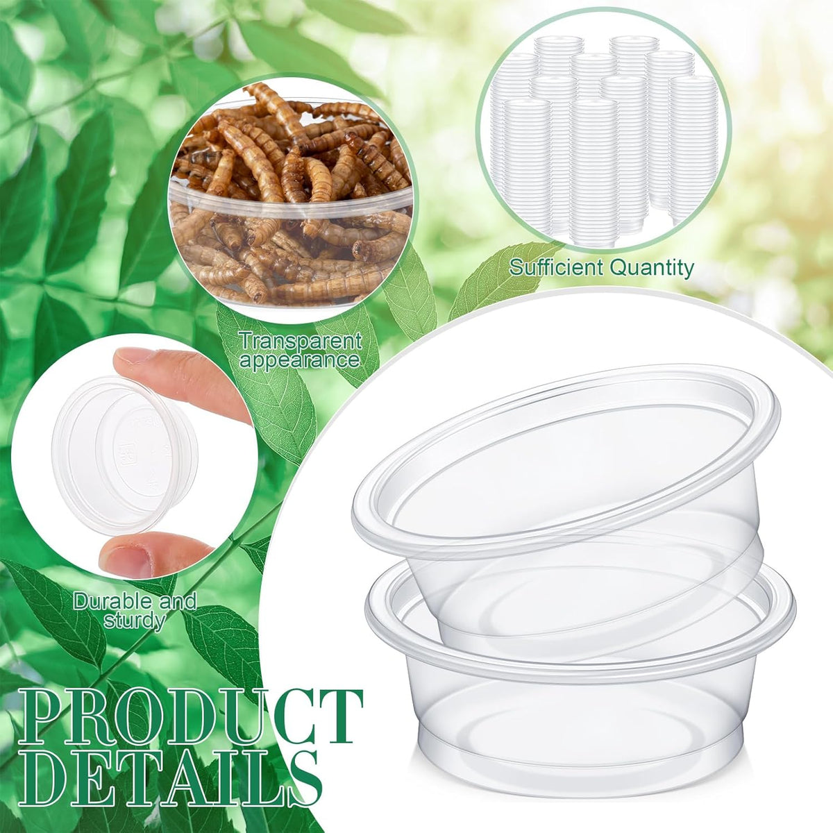 Maxcheck 1000 Pcs 0.5 oz Gecko Feeding Cups Small Gecko Food and Water Cups Reptile Feeding Bowls