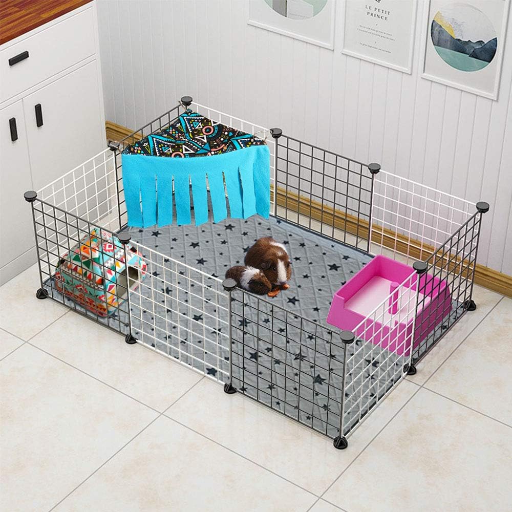 RIOUSSI Guinea Pig Hideout Hideaway Corner Fleece Toys Cage Accessories with Reversible Sides