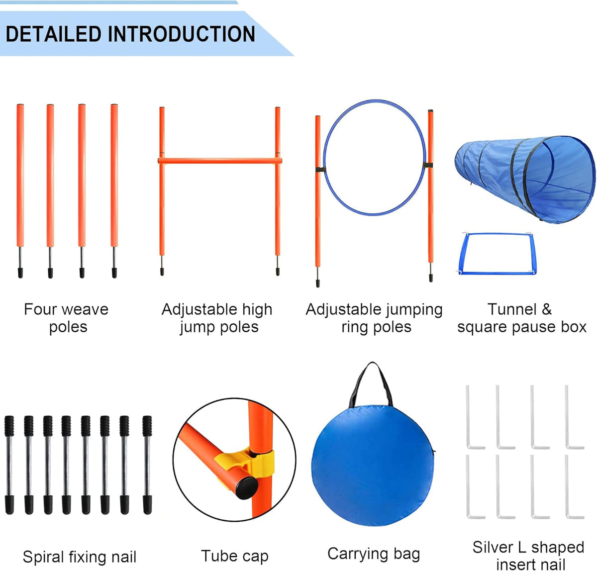 Dog Agility Training Equipment, Obstacle Agility Training Starter Kit for Doggie, Including Tunnel