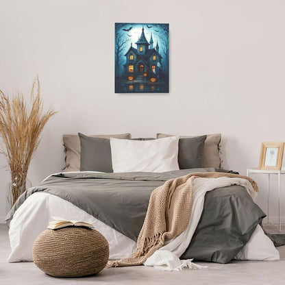 Halloween Gothic Wall Art Castle Pumpkin Ghost Bat Canvas Wall Decor Dark Academia Pictures