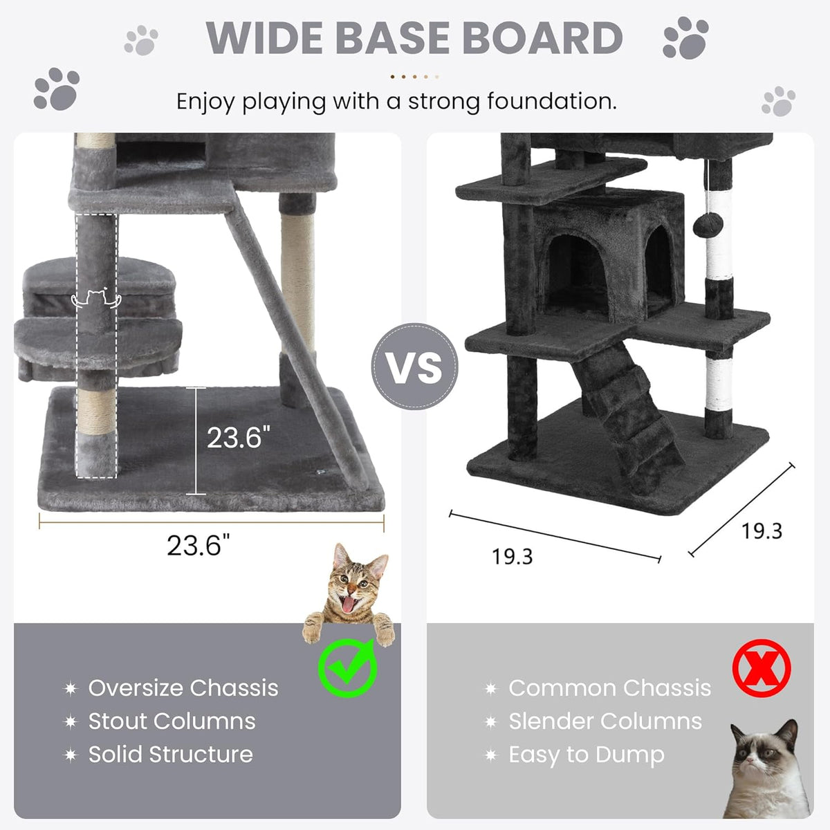 SHA CERLIN 65in Larger Cat Tree Tower Condo for Indoor Kitties/Multi-Level Furniture Activity