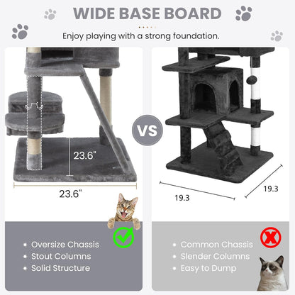 SHA CERLIN 65in Larger Cat Tree Tower Condo for Indoor Kitties/Multi-Level Furniture Activity