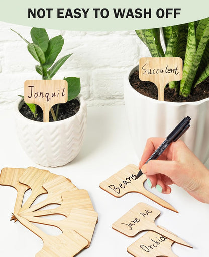 Homenote Bamboo Plant Labels 100Pcs Plant Tags for Seedlings T-Type Tags for Plants Outdoor Garden