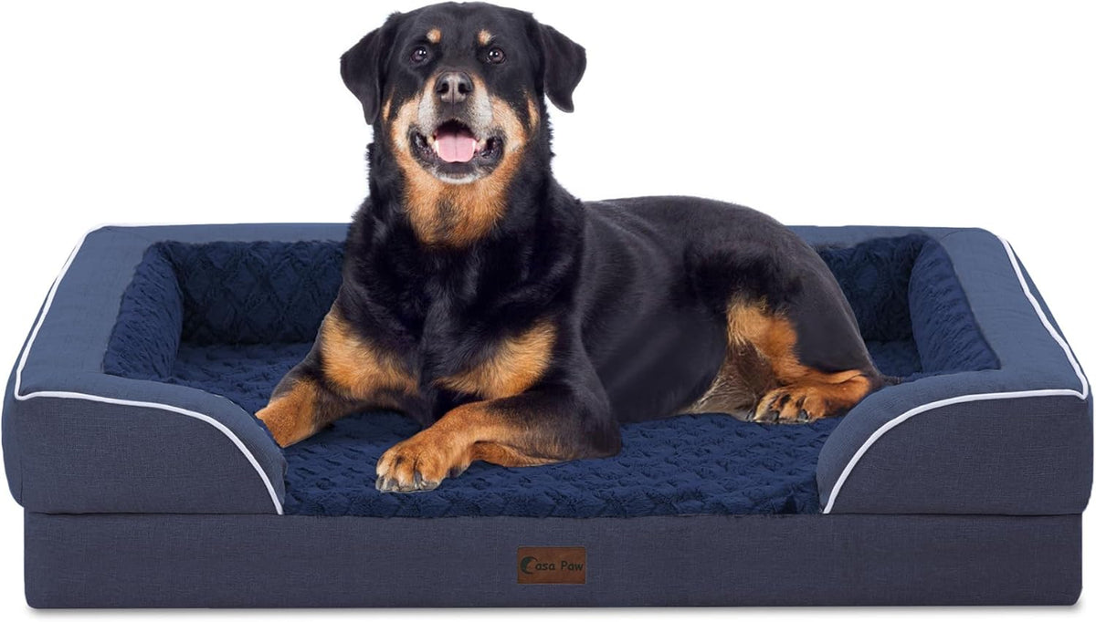 Orthopedic Waterproof Dog Bed for Extra Large Dogs, Memory Foam XL Dog Bed with Sides, Egg-Crate