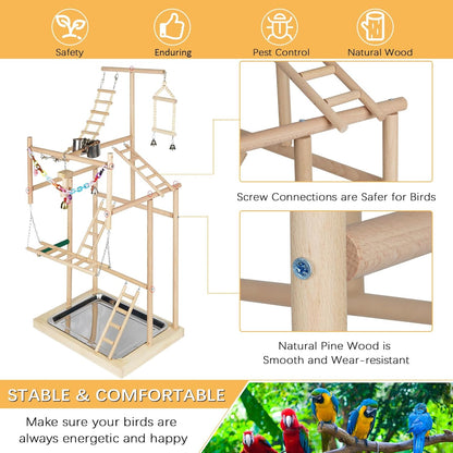 Pet Parrot Playstand Parrots Bird Playground Bird Play Stand Wood Perch Gym Playpen Ladder with
