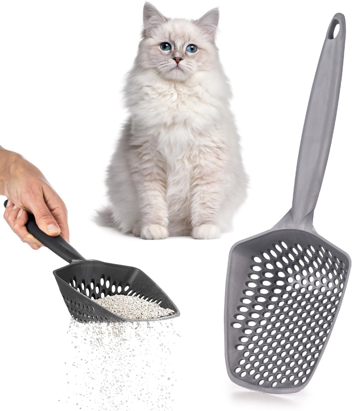 Set of 1 Cat Litter Scoop with Small Holes, Deep Sifting Shovel for Fine Litter, Reptile Terrarium