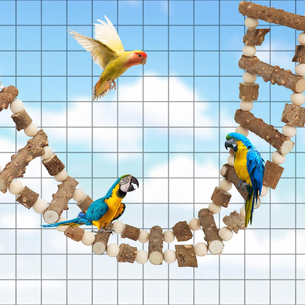 Natural Pepper Wood Hanging Pet Bridge & Swing, Rat & Hamster Climbing Toys, Bird Cage Accessories
