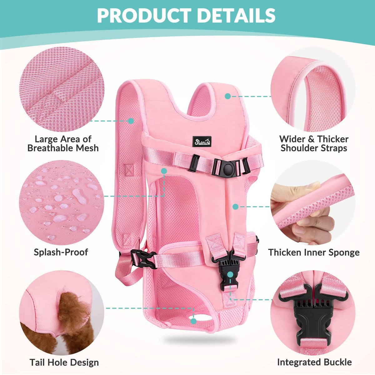 Lukovee Dog Backpack Carrier, Legs Out Easy-fit Dog Front Carrier for Small Medium Dogs, Adjustable