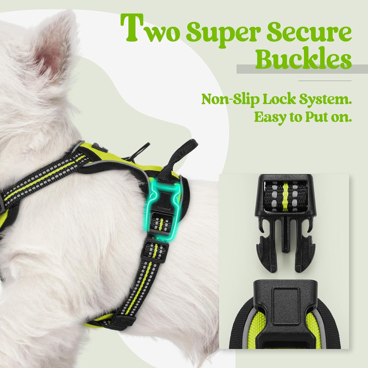 rabbitgoo Dog Harness No Pull with 2 Leash Clips, Adjustable Soft Padded, Reflective Oxford No
