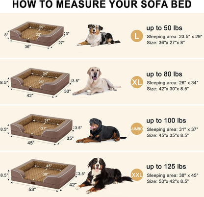 Orthopedic XXL Dog Bed for Extra Large Dogs, Waterproof Memory Foam Dogs Beds with Sides, Egg-Crate