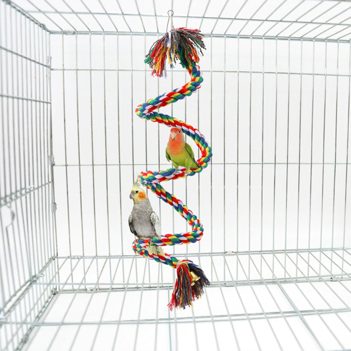 Bird Rope Perch & Birds Swing Set - Bird cage Accessories, 40‘’ Rope perches for Conures