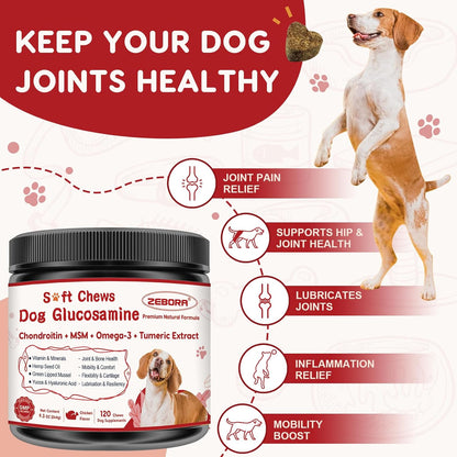 Glucosamine for Dogs, Joint Supplement for Dogs with Chondroitin, MSM, Omega-3, Turmeric and