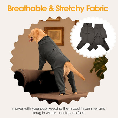 Medium Dog Pajamas with Back Zipper & Adjustable Drawstrings, Soft Dog Onesie Pjs, Easy On/Off