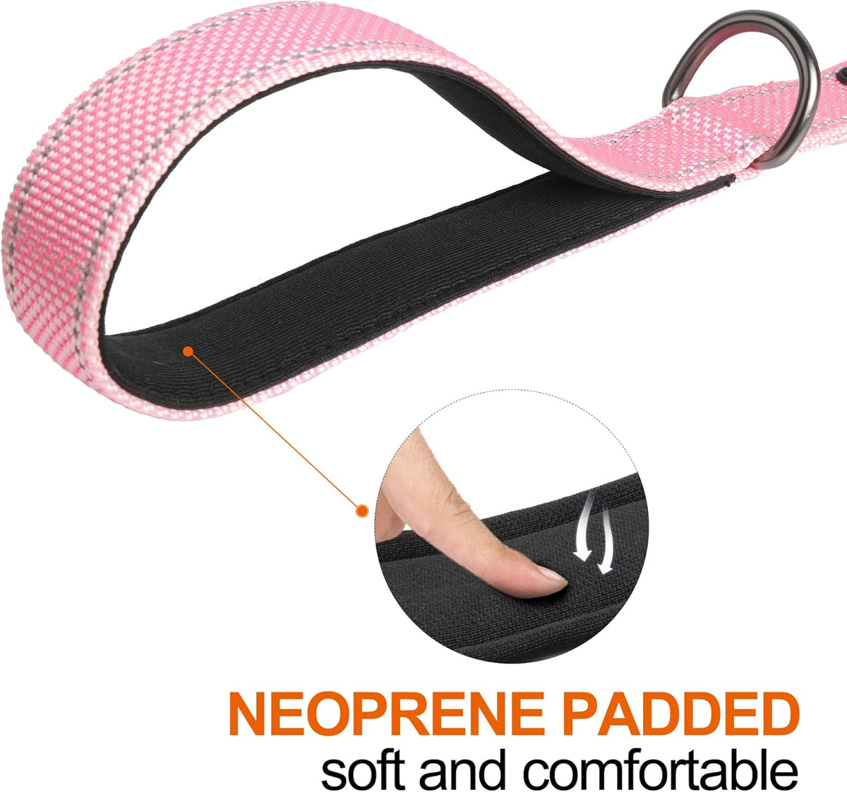 TwoEar 5FT 1IN Strong Pink Dog Leash with 2 Padded Handles, Traffic Handle Extra Control