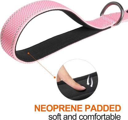 TwoEar 5FT 1IN Strong Pink Dog Leash with 2 Padded Handles, Traffic Handle Extra Control