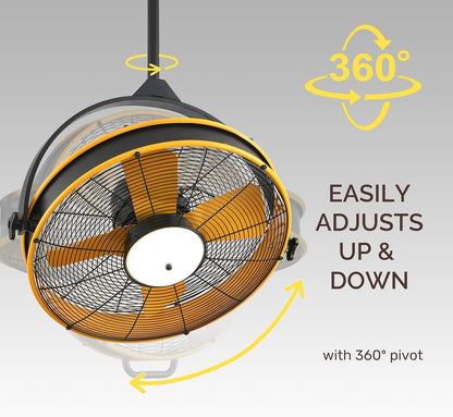 Orison 24.8'' Waterproof Outdoor Ceiling Fan, 6 Speed Ceiling Mounted Plug-In Cord Garage Fan with