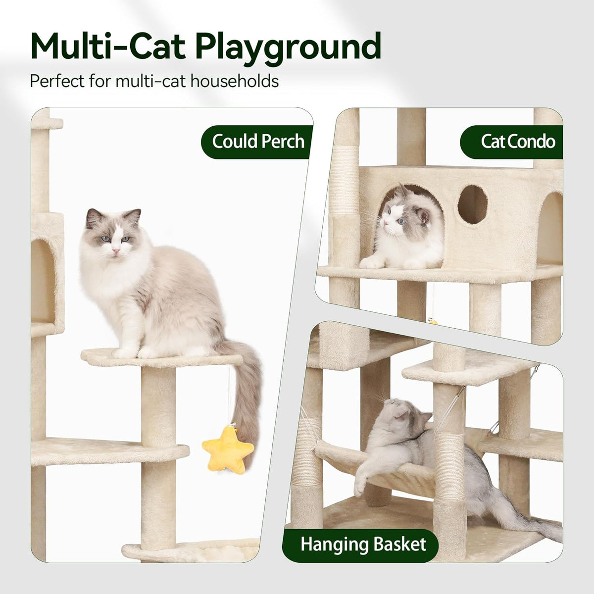 85inch Heavy Duty Cat Tree for Indoor Cats Large Adult, Tall Giant Cat Tower with Scratching Post