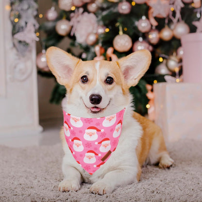ADOGGYGO Christmas Dog Bandana, Xmas Tree Santa Pet Scarf, Premium Durable Fabric, Adjustable Fit