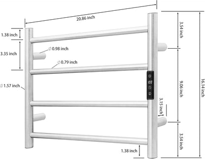KEG Smart WiFi Towel Warmer Wall Mounted with Built-in Timer and Temperature Adjust Control, 4 Bars